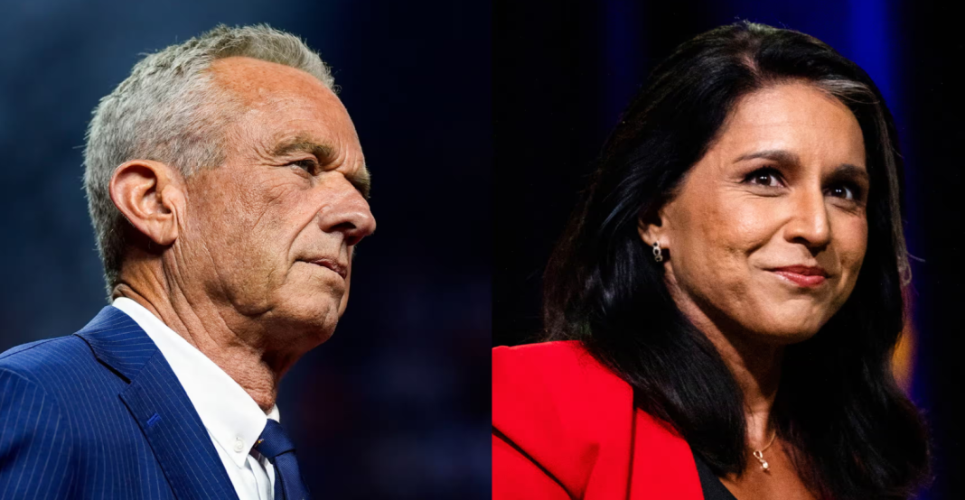 Former President Donald Trump has added his onetime campaign rival Robert F. Kennedy Jr. and former Democratic Rep. Tulsi Gabbard to his presidential transition team.