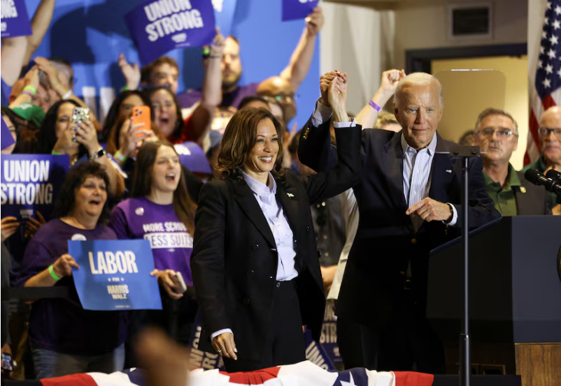 Kamala Harris Campaigns for Union Votes, Accompanied by Joe Biden